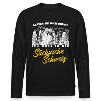 Sächsische Schweiz Elbsandsteingebirge - Männer Premium Bio Langarmshirt - Schwarz - Vorne - Nico (187cm)