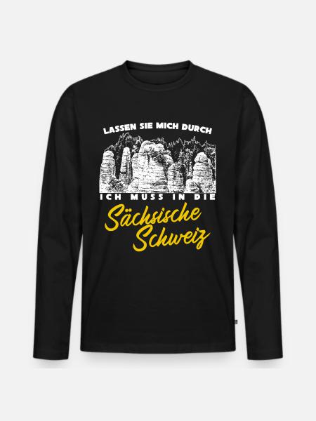 Sächsische Schweiz Elbsandsteingebirge - Männer Premium Bio Langarmshirt - Schwarz