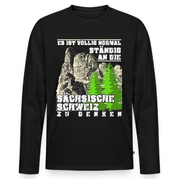 Elbsandsteingebirge Sächsische Schweiz - Männer Premium Bio Langarmshirt - Schwarz - Vorne - Nico (187cm)