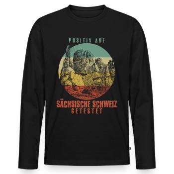 Sächsische Schweiz Klettern Wandern - Männer Premium Bio Langarmshirt - Schwarz - Vorne - Nico (187cm)