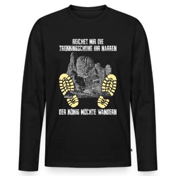 Sächsische Schweiz Wanderschuhe Wandern - Männer Premium Bio Langarmshirt - Schwarz - Vorne - Nico (187cm)