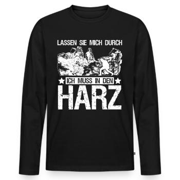 Harz Harzer Brocken - Männer Premium Bio Langarmshirt - Schwarz - Vorne - Nico (187cm)