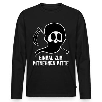 Sensenmann Witz Grim Reaper - Männer Premium Bio Langarmshirt - Schwarz - Vorne - Nico (187cm)