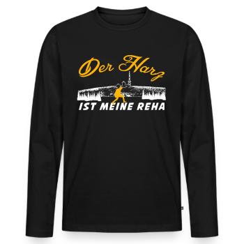 Harz Harzer Reha Urlaub Brocken - Männer Premium Bio Langarmshirt - Schwarz - Vorne - Nico (187cm)