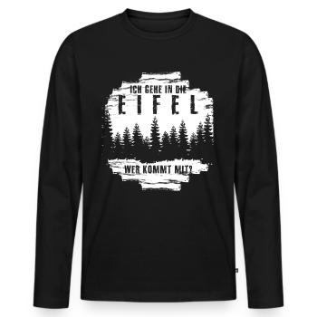 Eifel Wandern Berge Wanderung Eifler - Männer Premium Bio Langarmshirt - Schwarz - Vorne - Nico (187cm)