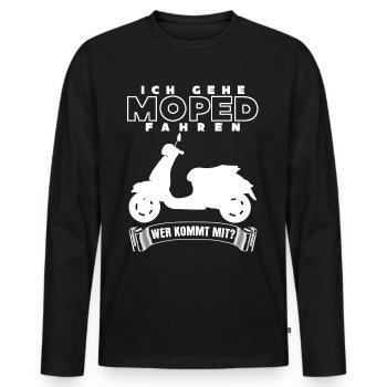 Moped Mopedfahrer Mofa Motoroller Mopet - Männer Premium Bio Langarmshirt - Schwarz - Vorne - Nico (187cm)