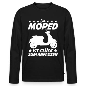 Mofa Mofafahrer Motoroller Mopet Moped - Männer Premium Bio Langarmshirt - Schwarz - Vorne - Nico (187cm)