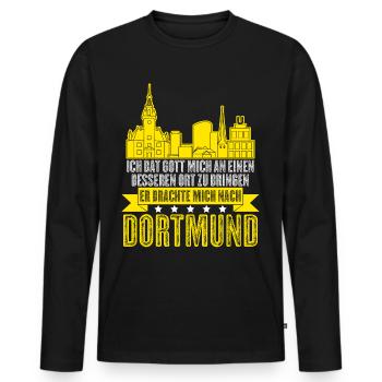 Dortmunder Stadt Ruhrpott Dortmund - Männer Premium Bio Langarmshirt - Schwarz - Vorne - Nico (187cm)