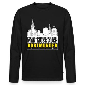 Dortmunder Ruhrpott Stadt Dortmund - Männer Premium Bio Langarmshirt - Schwarz - Vorne - Nico (187cm)