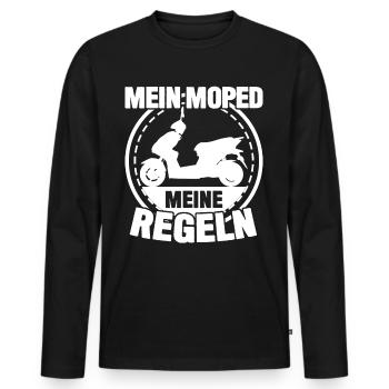 Moped Mofa Motoroller Mopedfahrer Mopet - Männer Premium Bio Langarmshirt - Schwarz - Vorne - Nico (187cm)