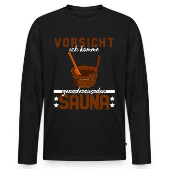 Sauna Saunist Saunieren - Männer Premium Bio Langarmshirt - Schwarz - Vorne - Nico (187cm)
