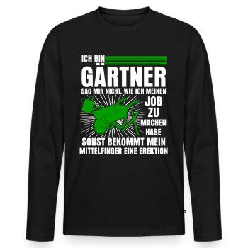 Galabauer Gartenbau Galabau Gärtner - Männer Premium Bio Langarmshirt - Schwarz - Vorne - Nico (187cm)