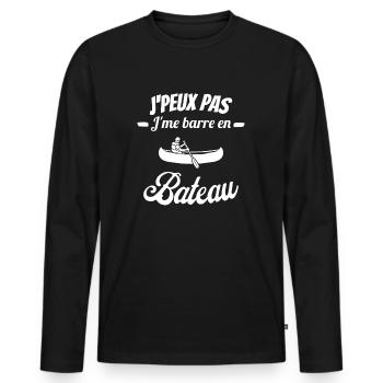 J'peux pas j'me barre en bateau - T-shirt manches longues Premium bio Homme - noir - Devant - Nico (187cm)