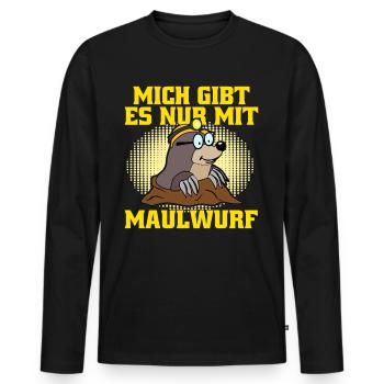 Maulwurf Mole Witz Maulwürfe - Männer Premium Bio Langarmshirt - Schwarz - Vorne - Nico (187cm)