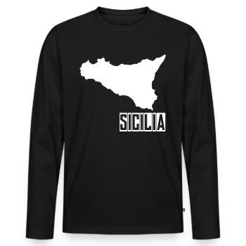Sizilien Sicilia - Männer Premium Bio Langarmshirt - Schwarz - Vorne - Nico (187cm)