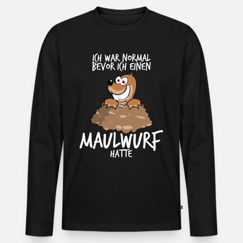 Maulwurf Mole Spruch Maulwürfe - Männer Premium Bio Langarmshirt - Schwarz