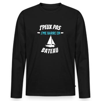 J'peux pas j'me barre en bateau - T-shirt manches longues Premium bio Homme - noir - Devant - Nico (187cm)