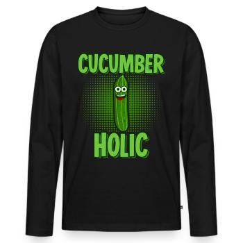 Gurke Gemüse Gärtner Saure Gurken - Männer Premium Bio Langarmshirt - Schwarz - Vorne - Nico (187cm)