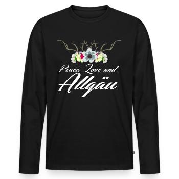 Allgäu Allgäuerin Allgäuer - Männer Premium Bio Langarmshirt - Schwarz - Vorne - Nico (187cm)