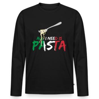 Italie Pâtes Corse Sicile Sardaigne - T-shirt manches longues Premium bio Homme - noir - Devant - Nico (187cm)