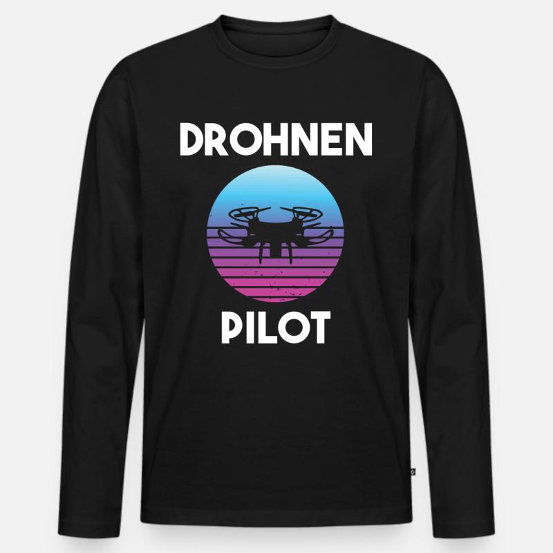 Drohnenpilot Spruch - Männer Premium Bio Langarmshirt - Schwarz