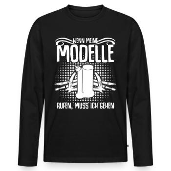Modellbau Kleber Modellbauer - Männer Premium Bio Langarmshirt - Schwarz - Vorne - Nico (187cm)