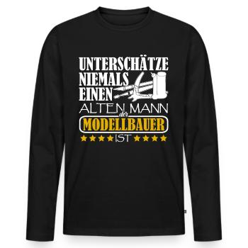 Modellbau Alter Mann Modellbauer - Männer Premium Bio Langarmshirt - Schwarz - Vorne - Nico (187cm)