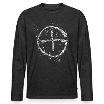Géocacher Geocache - T-shirt manches longues Premium bio Homme - anthracite chiné - Devant - Nico (187cm)