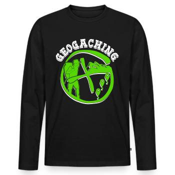 Geocacher Schnitzeljagd Cache Geocache - Männer Premium Bio Langarmshirt - Schwarz - Vorne - Nico (187cm)