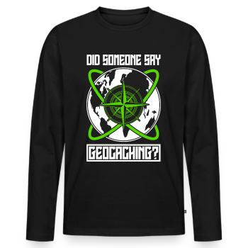 Geocacher Carte du Monde Geocache - T-shirt manches longues Premium bio Homme - noir - Devant - Nico (187cm)