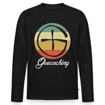 Géocacher rétro Geocache - T-shirt manches longues Premium bio Homme - noir - Devant - Nico (187cm)