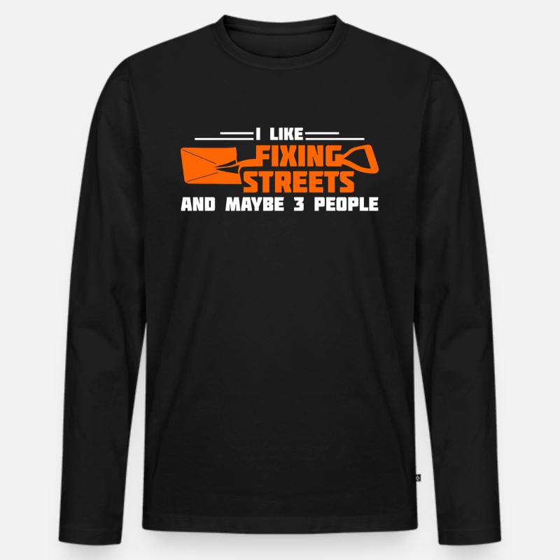 Straßenwärter Straßenbauer Straßenbau - Männer Premium Bio Langarmshirt - Schwarz