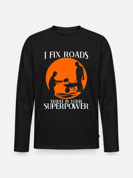 Straßenwärter Straßenbau Straßenbauer - Männer Premium Bio Langarmshirt - Schwarz