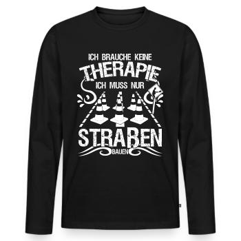 Straßenwärter Therapie Straßenbau - Männer Premium Bio Langarmshirt - Schwarz - Vorne - Nico (187cm)