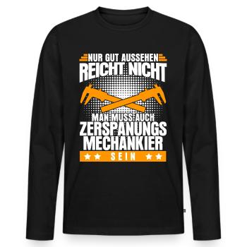 Zerspaner Spruch Zerspanungsmechaniker - Männer Premium Bio Langarmshirt - Schwarz - Vorne - Nico (187cm)
