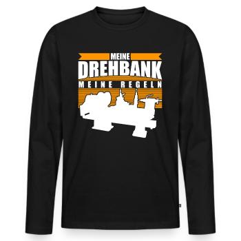 Zerspaner Dreher Zerspanungsmechaniker - Männer Premium Bio Langarmshirt - Schwarz - Vorne - Nico (187cm)