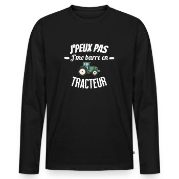 J'peux pas j'me barre en tracteur - T-shirt manches longues Premium bio Homme - noir - Devant - Nico (187cm)