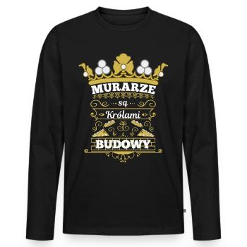 murarze se krolami budowy - Männer Premium Bio Langarmshirt - Schwarz - Vorne - Nico (187cm)