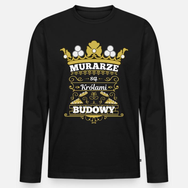 murarze se krolami budowy - Männer Premium Bio Langarmshirt - Schwarz