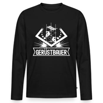 Gerüstbau Baustelle Gerüst Gerüstbauer - Männer Premium Bio Langarmshirt - Schwarz - Vorne - Nico (187cm)