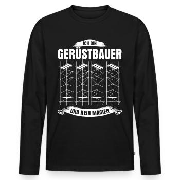 Gerüstbau Gerüst Bauarbeiter Gerüstbauer - Männer Premium Bio Langarmshirt - Schwarz - Vorne - Nico (187cm)