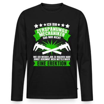 Zerspaner Witz Zerspanungsmechaniker - Männer Premium Bio Langarmshirt - Schwarz - Vorne - Nico (187cm)