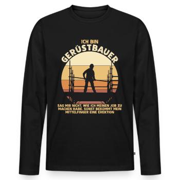 Gerüstbau Bauarbeiter Gerüst Gerüstbauer - Männer Premium Bio Langarmshirt - Schwarz - Vorne - Nico (187cm)