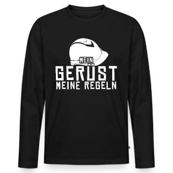 Gerüstbauer Spruch Gerüst Gerüstbau - Männer Premium Bio Langarmshirt - Schwarz - Vorne - Nico (187cm)