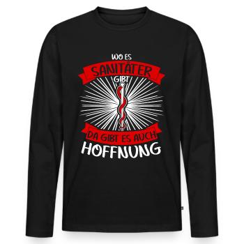 Notfallsanitäter Sani Krankenwagenfahrer - Männer Premium Bio Langarmshirt - Schwarz - Vorne - Nico (187cm)