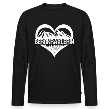 Wandern Herzchen Bergsteigen Wanderung - Männer Premium Bio Langarmshirt - Schwarz - Vorne - Nico (187cm)