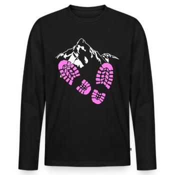 Hiking Herzchen Berge Mountain hiking - Men's Premium Organic Long Sleeve Shirt - black - Front - Nico (187cm)