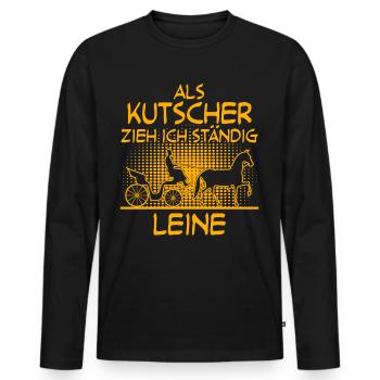 Kutscher Pferd Kutsche Pferde Fuhrmann - Männer Premium Bio Langarmshirt - Schwarz - Vorne - Nico (187cm)