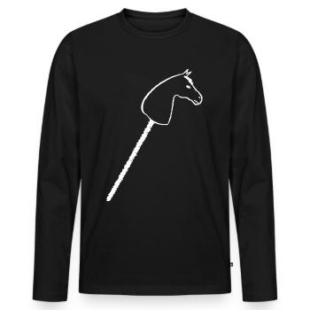 Hobbyhorse Steckenpferd Cheval de loisir - T-shirt manches longues Premium bio Homme - noir - Devant - Nico (187cm)