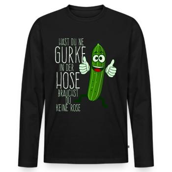 Gurke in der Hose Witz Saure Gurken - Männer Premium Bio Langarmshirt - Schwarz - Vorne - Nico (187cm)